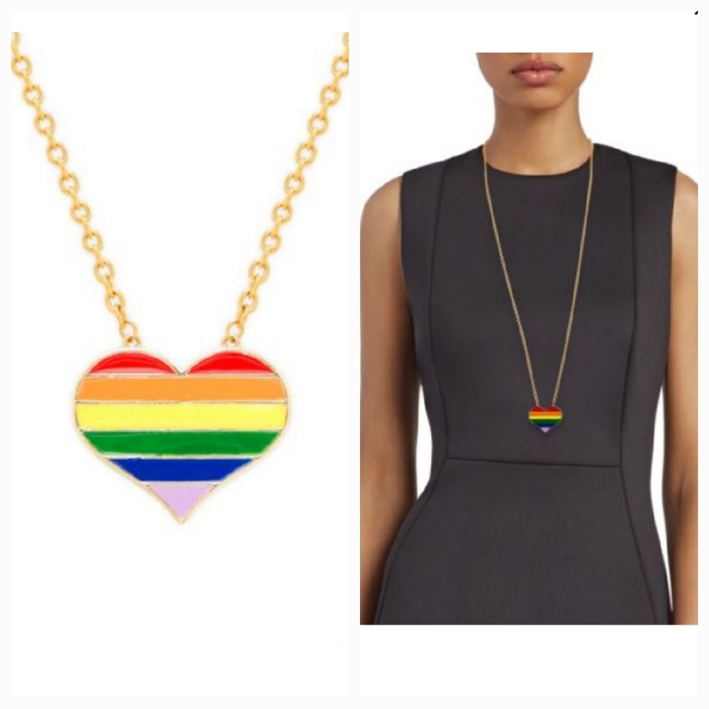 18K Gold Plated Pendant Rainbow Heart Necklace